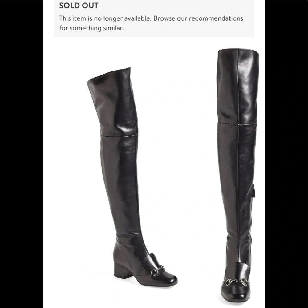 STUNNING & RARE ✨ Gucci Black Leather Lillian Over-The-Knee Horsebit Boots